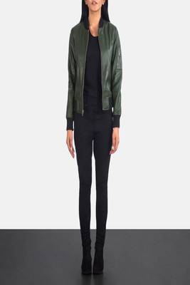 women's olive green lambskin leather jacket classic zip up style exclusive 1