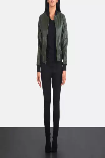 women's olive green lambskin leather jacket classic zip up style exclusive