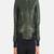 Women's olive green lambskin leather jacket -ribb cuff  & waist ribb look