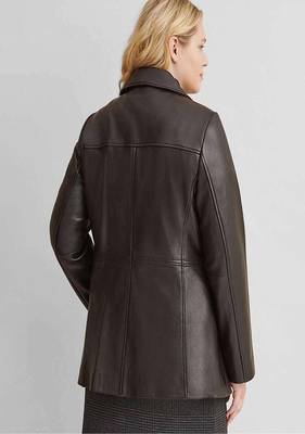 women's brown lambskin leather jacket classic zip up style sophisticated 3