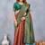 Orange green soft silk blend banarasi jacuard work designer party wear saree with unstitched blouse piece