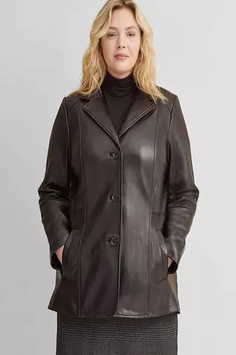 women's brown lambskin leather jacket classic zip up style sophisticated
