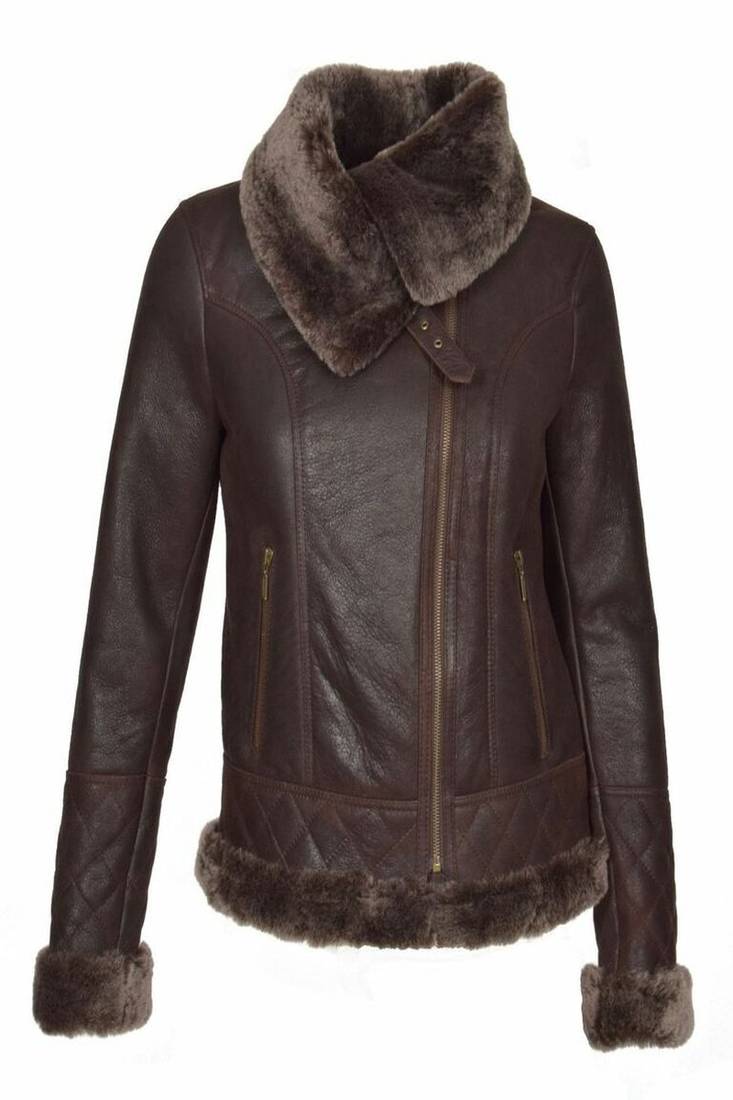 women's brown lambskin leather jacket classic zip up style classic