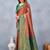 Orange green soft silk blend banarasi jacuard work designer party wear saree with unstitched blouse piece