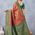 Orange green soft silk blend banarasi jacuard work designer party wear saree with unstitched blouse piece
