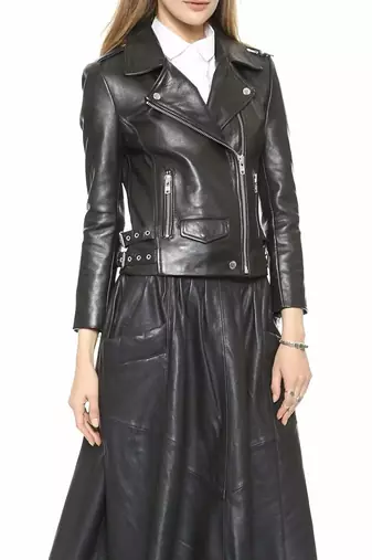 women's black premium lambskin leather jacket asymmetrical zip closure high quality