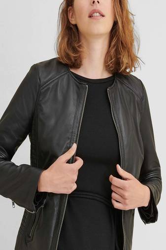 women's black lambskin leather biker jacket classic moto zip style genuine elegant