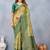 Parrot green soft silk blend banarasi jacuard work designer party wear saree with unstitched blouse piece