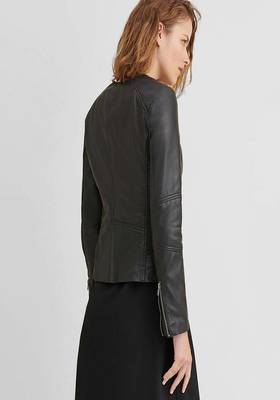 women's black lambskin leather biker jacket classic moto zip style genuine elegant 2
