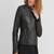 women's black lambskin leather biker jacket classic moto zip style genuine elegant