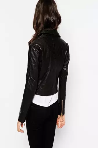 women's black lambskin leather biker jacket classic moto zip style genuine sophisticated