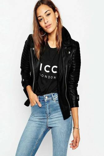 women's red lambskin leather biker jacket classic moto zip style deluxe
