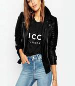 Women’s red lambskin leather jacket-cross zipper motor biker detail stylish look