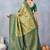Parrot green soft silk blend banarasi jacuard work designer party wear saree with unstitched blouse piece
