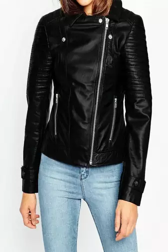 women's red lambskin leather biker jacket classic moto zip style deluxe