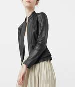 Women’s black lambskin leather jacket - stright zipp style