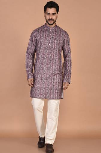 Men's solid cotton straight kurta