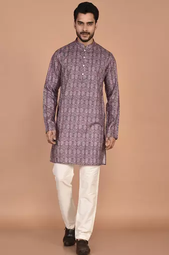 Men's solid cotton straight kurta