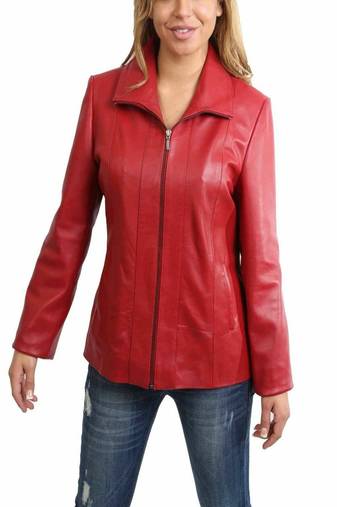 women's red lambskin leather jacket classic zip up style exclusive