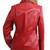Women’s red lambskin leather jacket- multiple zipper & stylish look