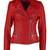 women's red premium lambskin leather jacket asymmetrical zip closure exclusive