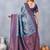 Turquoise  soft silk blend banarasi jacuard work designer party wear saree with unstitched blouse piece