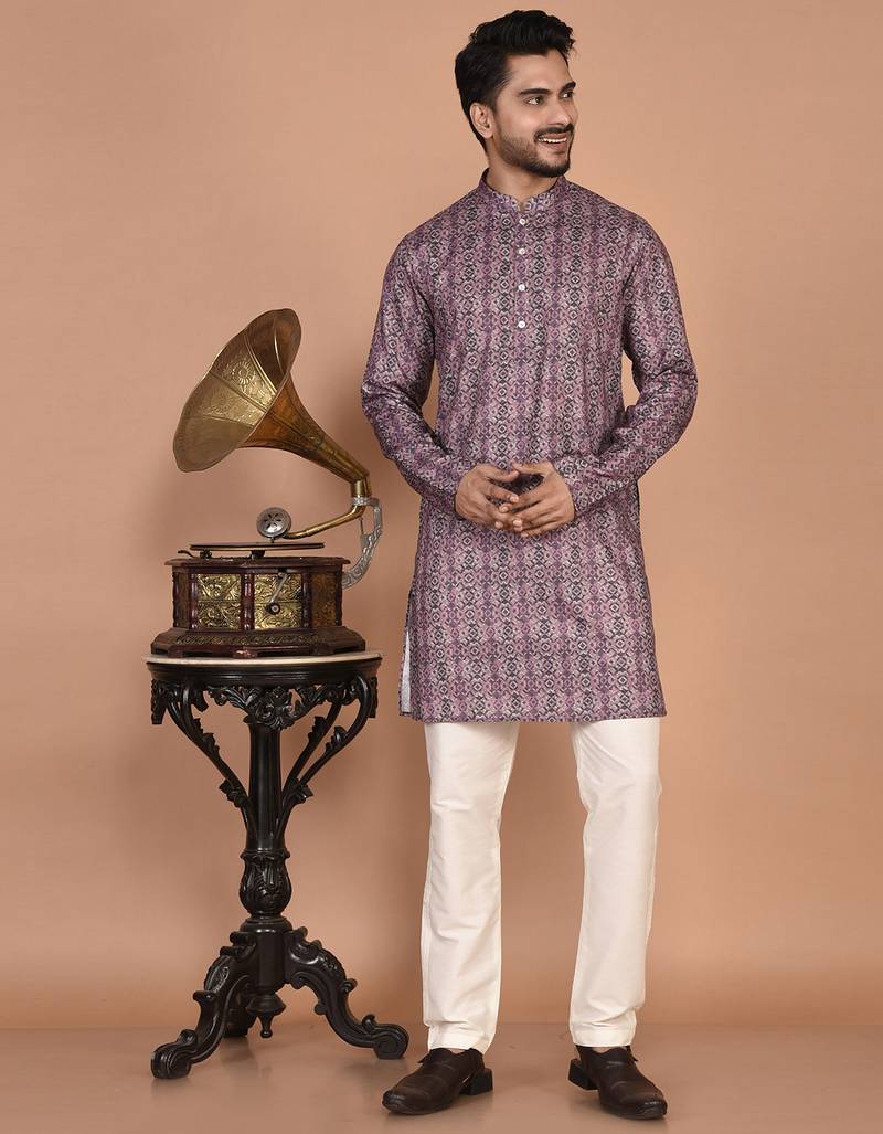 Men's solid cotton straight kurta