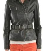 women's black premium lambskin leather jacket asymmetrical zip closure fine