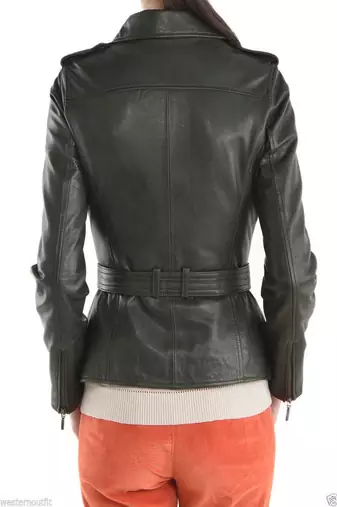 women's black premium lambskin leather jacket asymmetrical zip closure fine