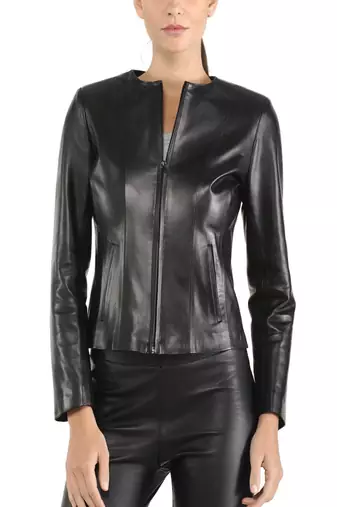 women's black lambskin leather jacket classic zip up style premium sophisticated
