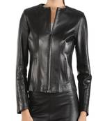 women's black lambskin leather jacket classic zip up style premium sophisticated