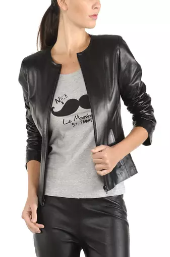 women's black lambskin leather jacket classic zip up style premium sophisticated