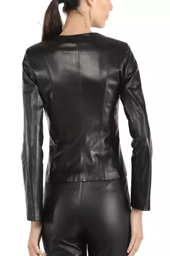 women's black lambskin leather jacket classic zip up style premium sophisticated