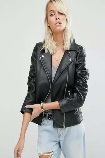 women's black premium lambskin leather jacket asymmetrical zip closure pro