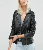 women's black premium lambskin leather jacket asymmetrical zip closure pro