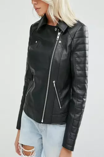 women's black premium lambskin leather jacket asymmetrical zip closure pro