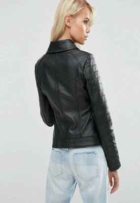 women's black premium lambskin leather jacket asymmetrical zip closure pro 4