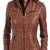 women's brown lambskin leather biker jacket classic moto zip style premium refined