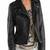 Women's black  lambskin leather jacket- zipper detail  biker stylish look