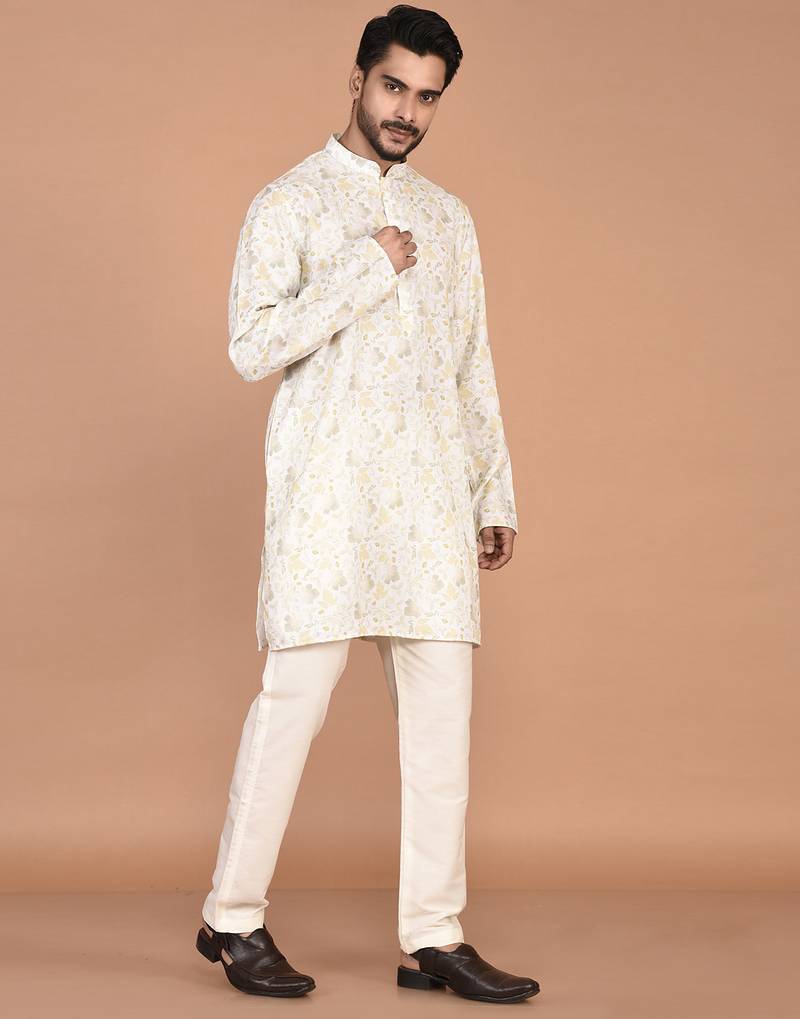 Men's printed woven design  cotton kurta