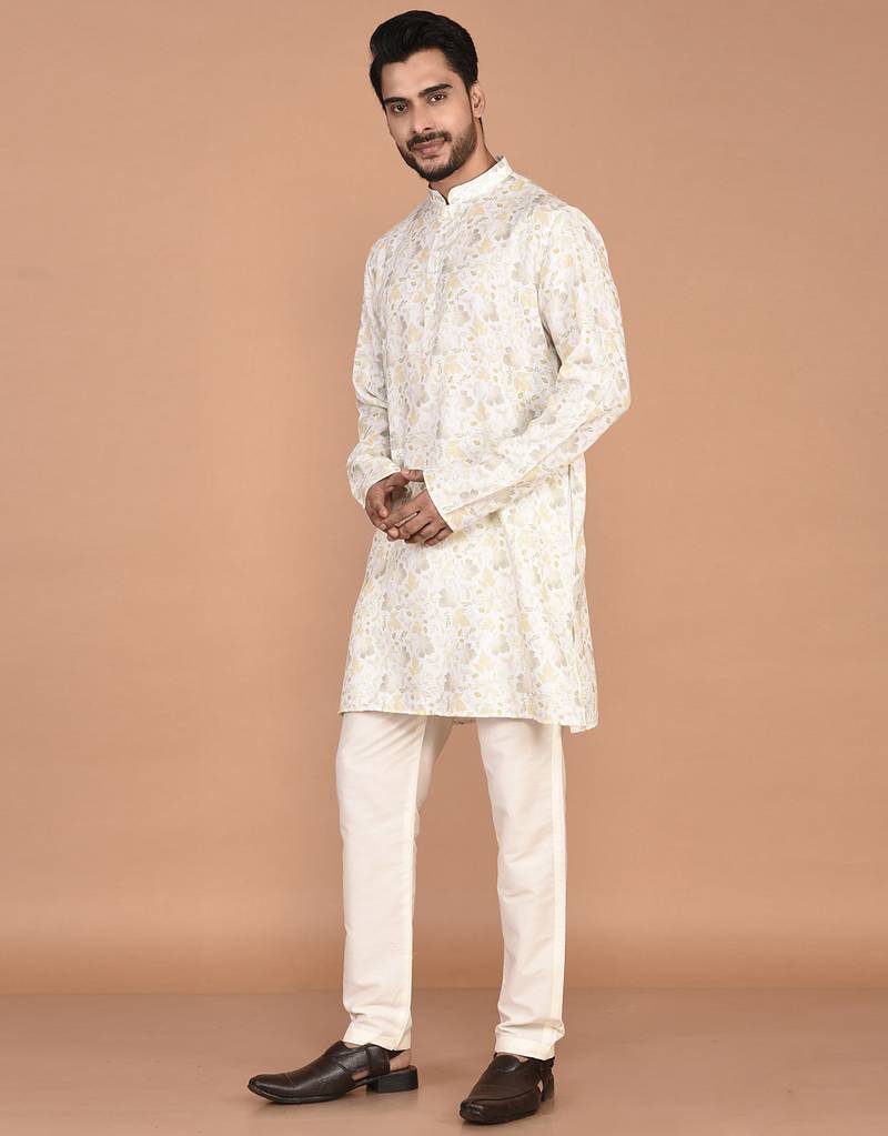 Men's printed woven design  cotton kurta