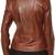 women's brown lambskin leather biker jacket classic moto zip style premium elegant