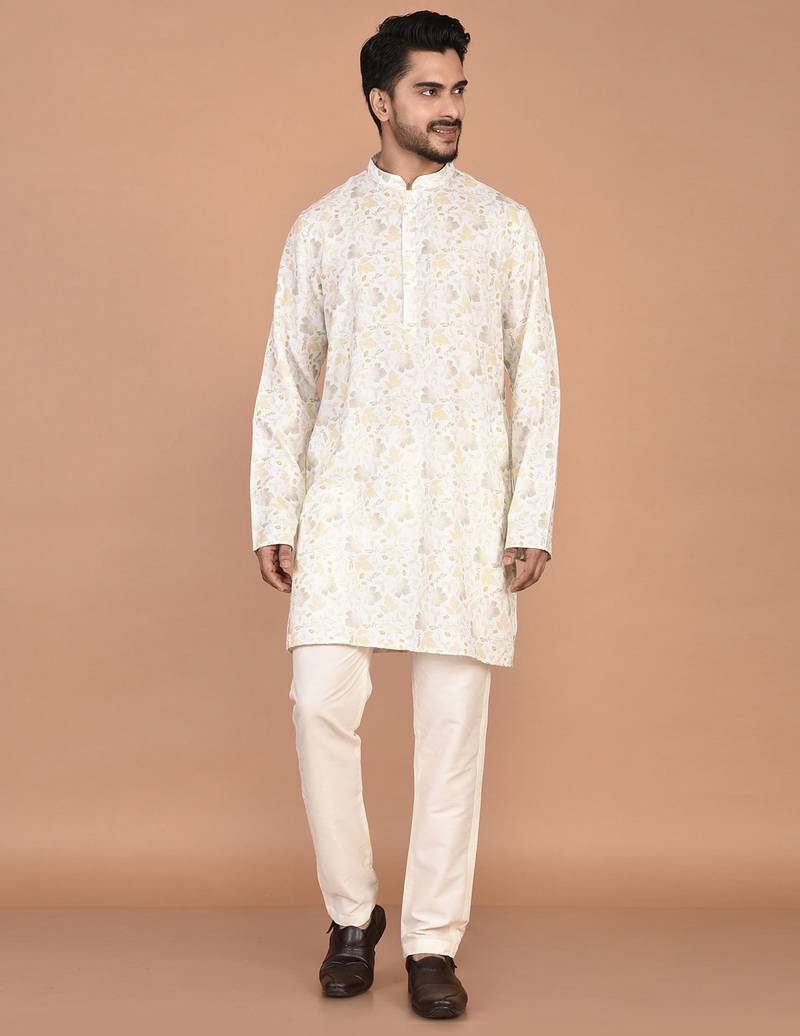 Men's printed woven design  cotton kurta
