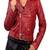 women's red lambskin leather biker jacket classic moto zip style elite