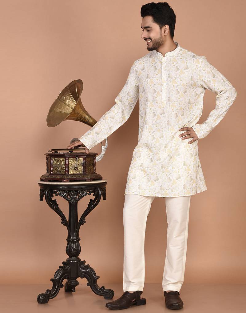Men's printed woven design  cotton kurta