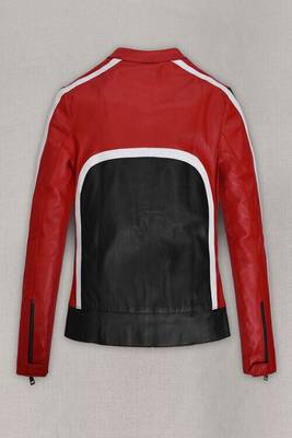 women's white lambskin leather biker jacket classic moto zip style elegant 3