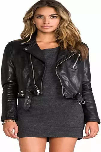women's black lambskin leather biker jacket classic moto zip style genuine timeless