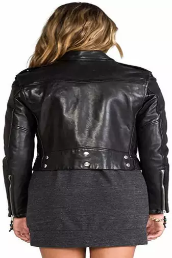 women's black lambskin leather biker jacket classic moto zip style genuine timeless