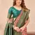 Peach green soft silk blend banarasi jacuard work designer party wear saree with unstitched blouse piece