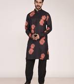 Men's floral printed cotton straight  kurta